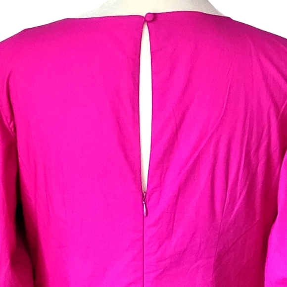 NWT Free People Hope Mini Dress Fuchsia Puff Sleeve Ruched Cotton S - Picture 8 of 17